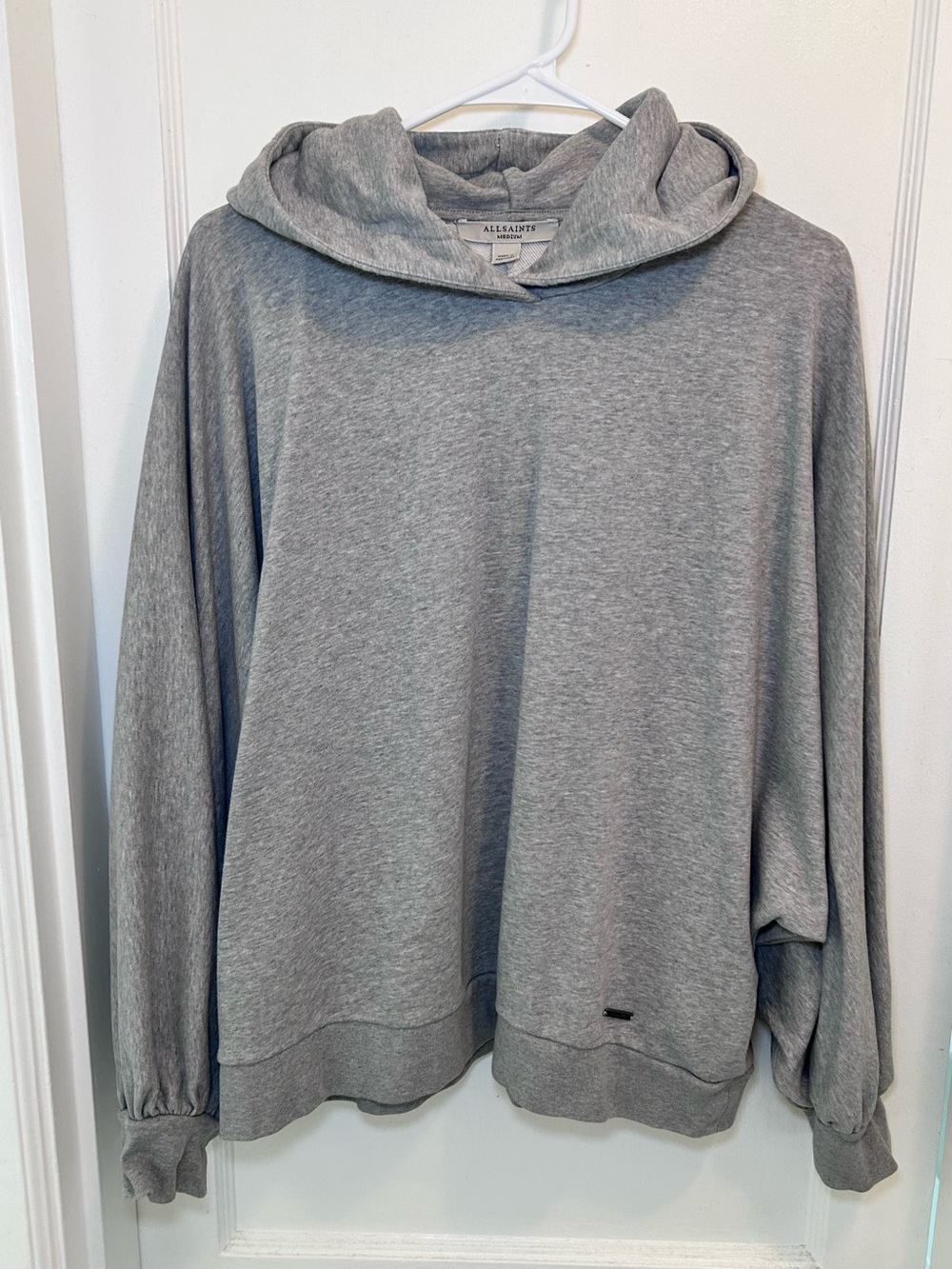 AllSaints Artia Gray Cotton Pullover Hoodie Sweatshirt Women’s Size M
